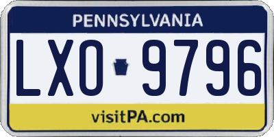 PA license plate LXO9796