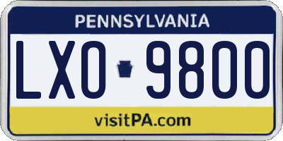 PA license plate LXO9800