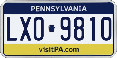 PA license plate LXO9810