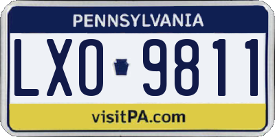 PA license plate LXO9811