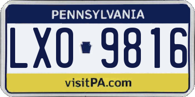 PA license plate LXO9816