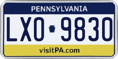 PA license plate LXO9830
