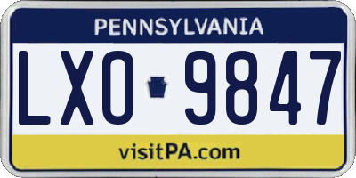 PA license plate LXO9847