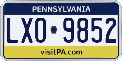 PA license plate LXO9852