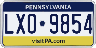 PA license plate LXO9854