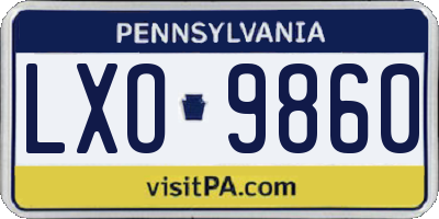 PA license plate LXO9860