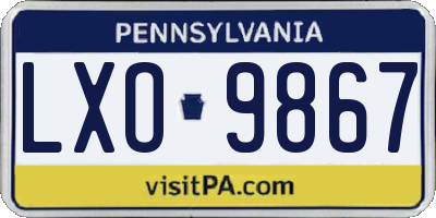 PA license plate LXO9867