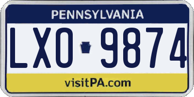 PA license plate LXO9874
