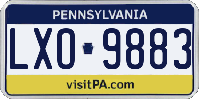 PA license plate LXO9883