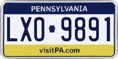 PA license plate LXO9891