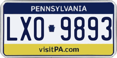 PA license plate LXO9893
