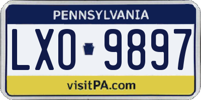 PA license plate LXO9897