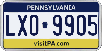 PA license plate LXO9905