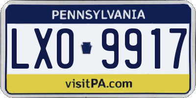 PA license plate LXO9917