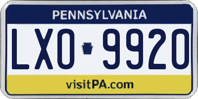 PA license plate LXO9920