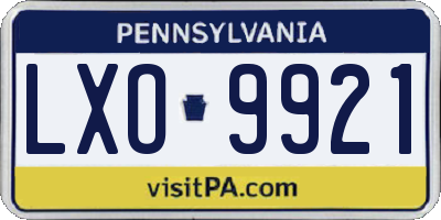 PA license plate LXO9921