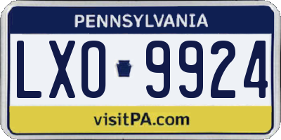 PA license plate LXO9924