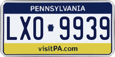 PA license plate LXO9939