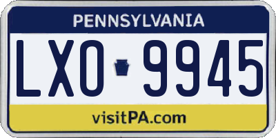 PA license plate LXO9945