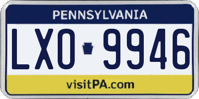 PA license plate LXO9946