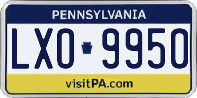 PA license plate LXO9950