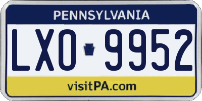 PA license plate LXO9952