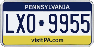 PA license plate LXO9955