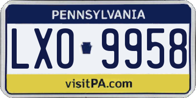 PA license plate LXO9958