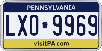 PA license plate LXO9969