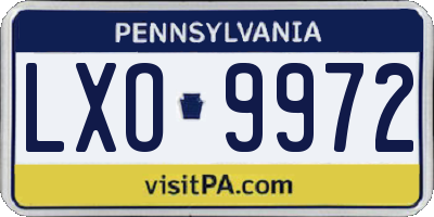 PA license plate LXO9972
