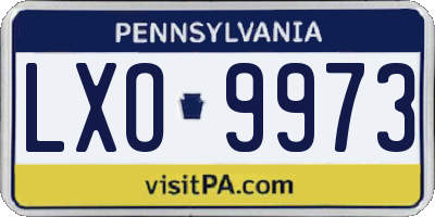 PA license plate LXO9973
