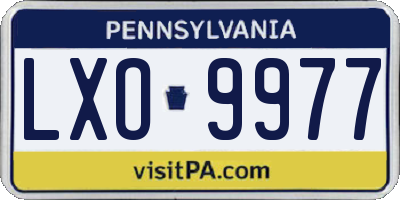 PA license plate LXO9977