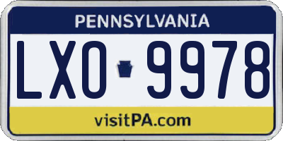 PA license plate LXO9978
