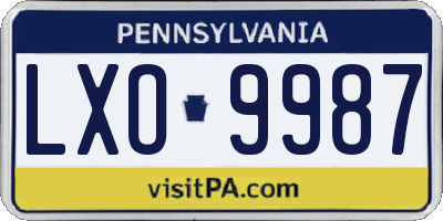 PA license plate LXO9987