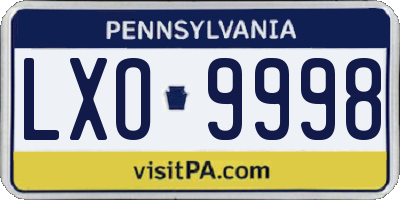 PA license plate LXO9998