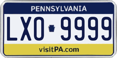 PA license plate LXO9999