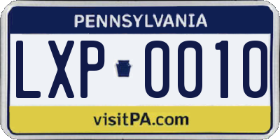 PA license plate LXP0010