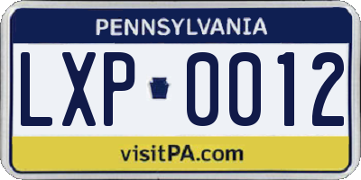 PA license plate LXP0012