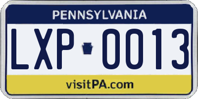 PA license plate LXP0013