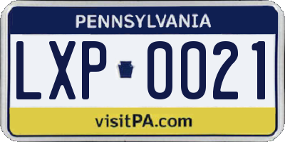 PA license plate LXP0021
