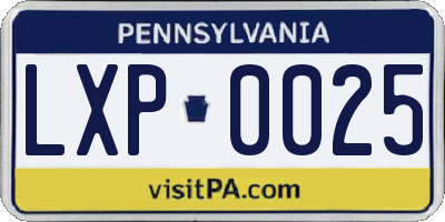 PA license plate LXP0025