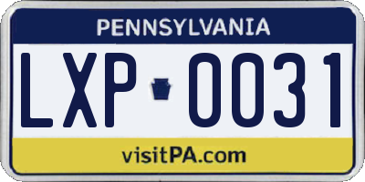 PA license plate LXP0031