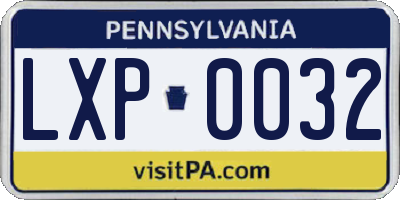 PA license plate LXP0032