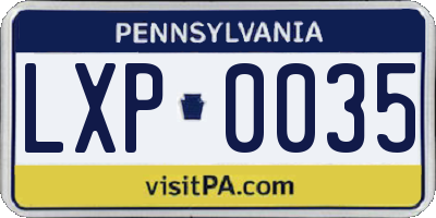 PA license plate LXP0035