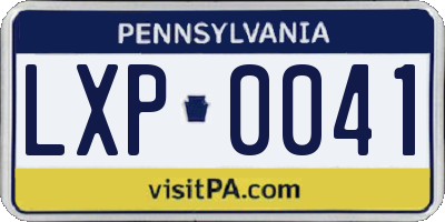 PA license plate LXP0041