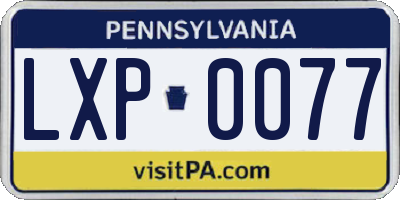 PA license plate LXP0077