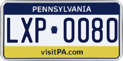 PA license plate LXP0080