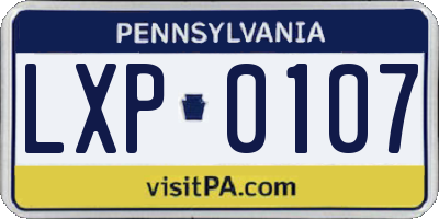 PA license plate LXP0107