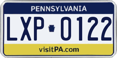 PA license plate LXP0122