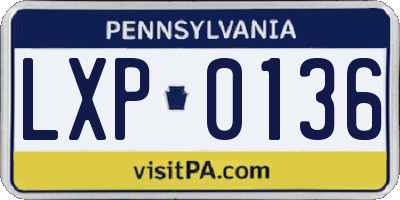 PA license plate LXP0136